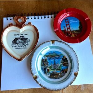 Vintage Souvenir Ashtray Set